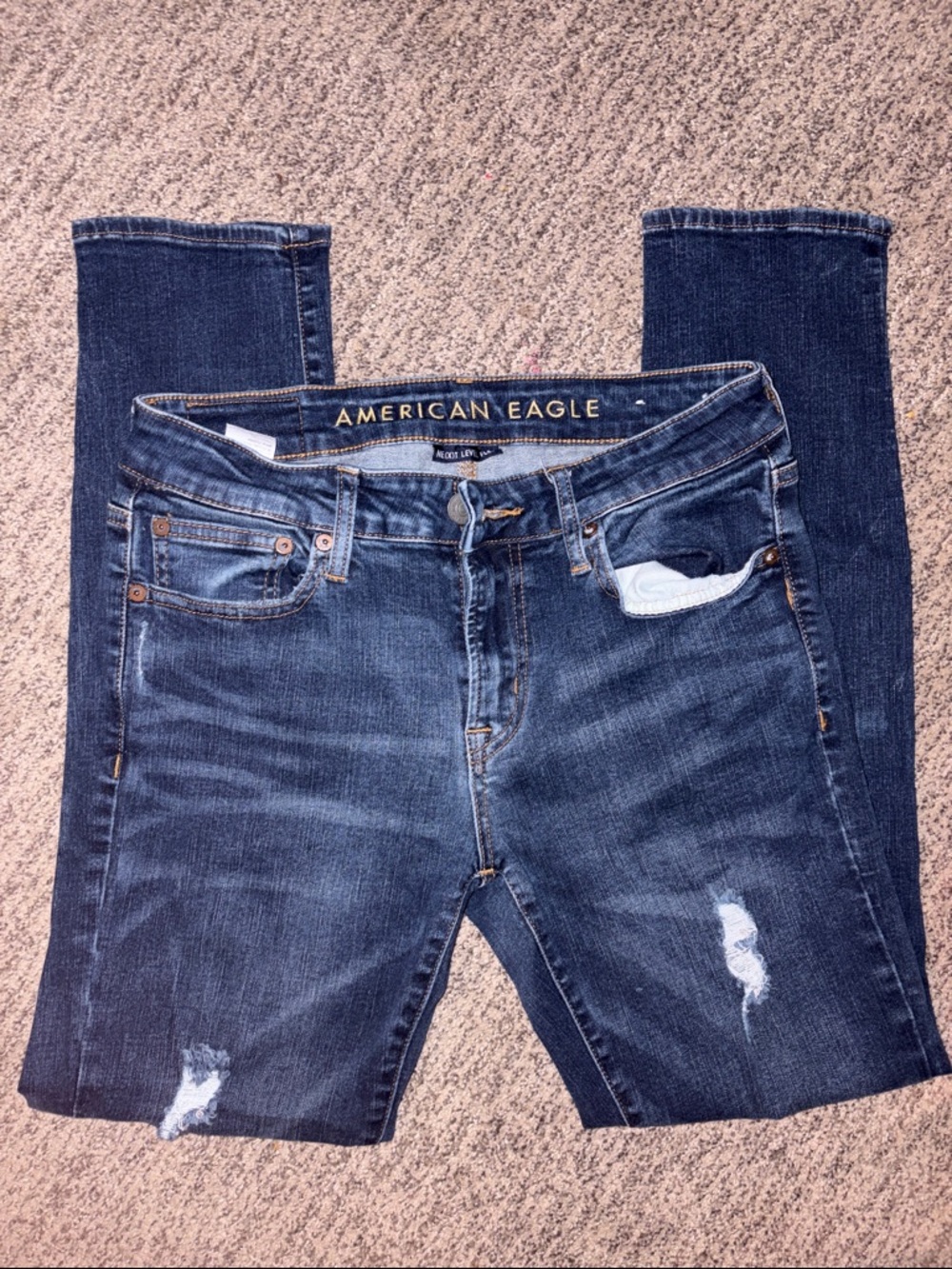 American Eagle Outfitters Blue Distressed Skinny Jeans